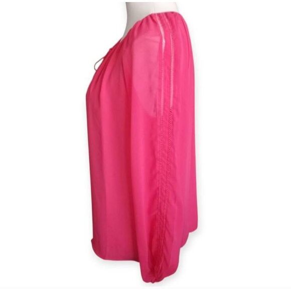 White House Black Market Pink Tie Front Blouse SZ.4 EUC - Picture 3 of 7